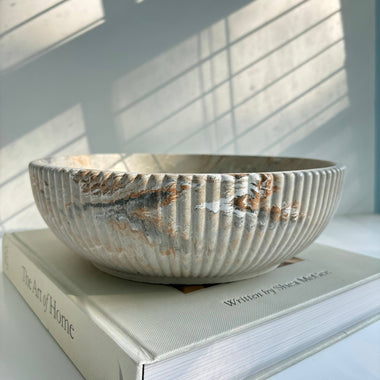 Temis Fluted Bowl - Khaki Fusion Marble
