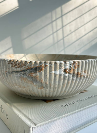 Temis Fluted Bowl - Khaki Fusion Marble