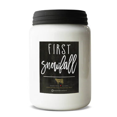 26 oz Farmhouse Jar Christmas Candle: First Snowfall