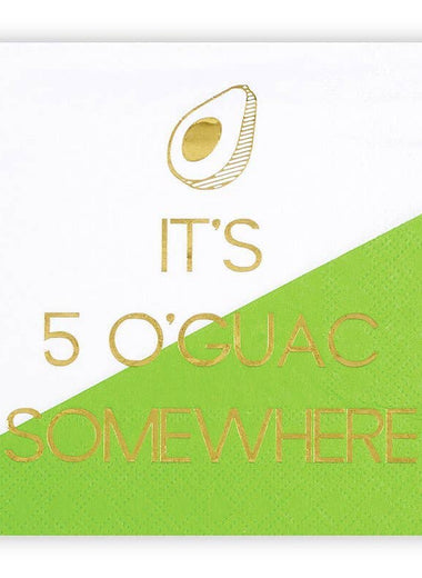 5" 5 O'Guac Somewhere Paper Cocktail Napkins
