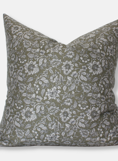 20x20 Olive Floral Designer Pillow Cover
