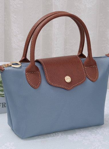 Britney Nylon Double Handle Crossbody Bag - Blue Grey
