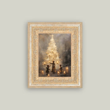 10x12 Luminary Christmas Tree Gold Framed Art