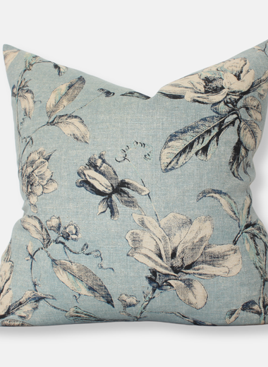 22x22 Light Blue Floral Pillow Cover