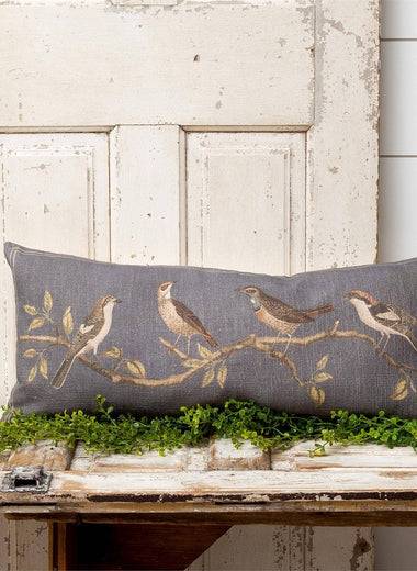 12x24 Birds On Branches Lumbar Pillow