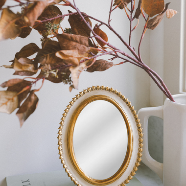 5x7 Cream Gold Oval Mirror