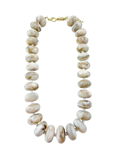 Angie Chunky Beaded Necklace - Cream