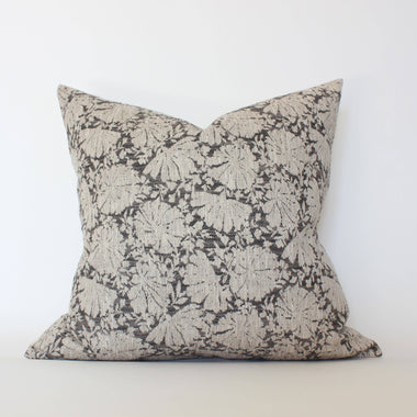 22x22 Charcoal Floral Pillow Cover