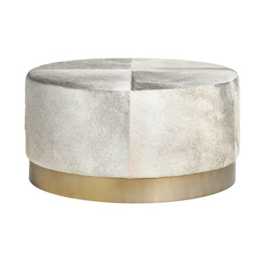 Frosted Hide & Antique Brass Ottoman