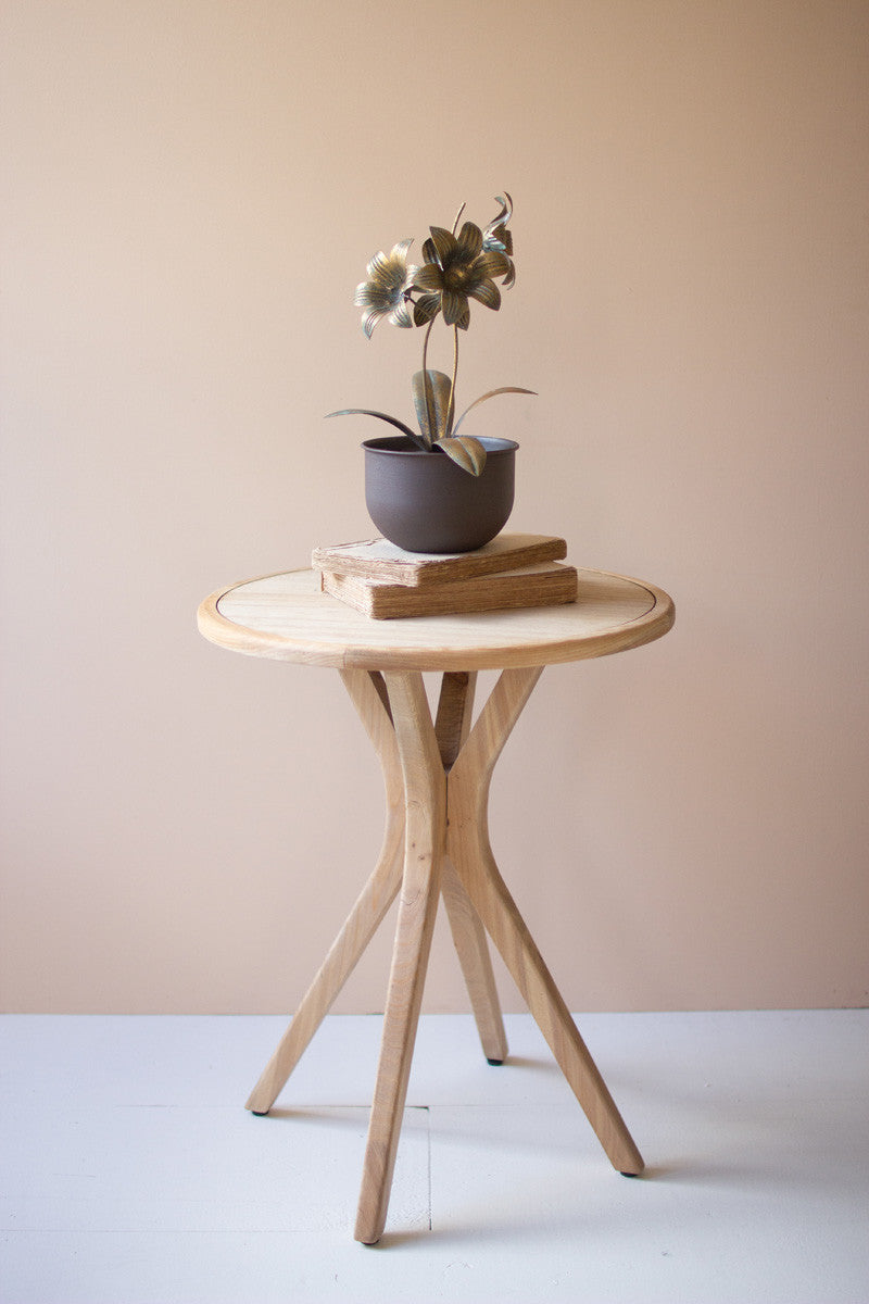 Short Wooden Round Accent Table