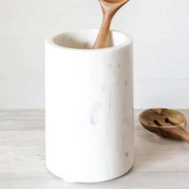 White Marble Utensil Holder & Wine Chiller