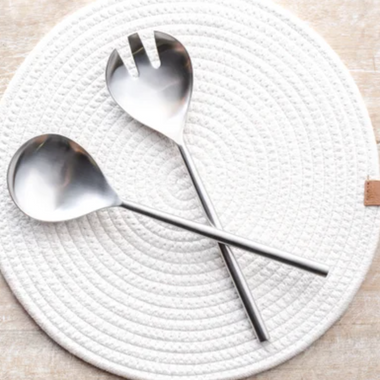 2 Piece Brushed Nickel Salad Server Set