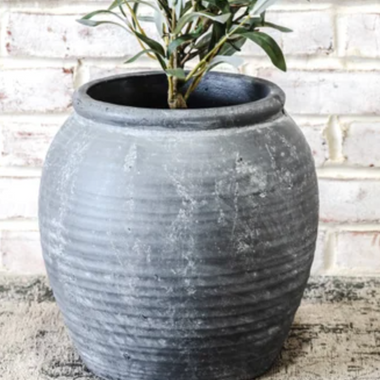 Black Stoneware Pot