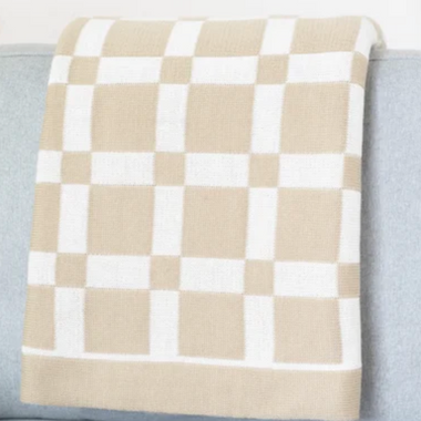 Beige Cross Throw Blanket