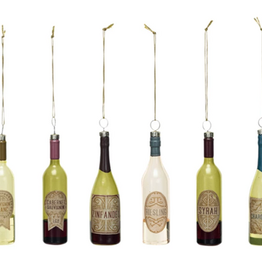 Glass Wine Bottle Ornament, 8 Styles
