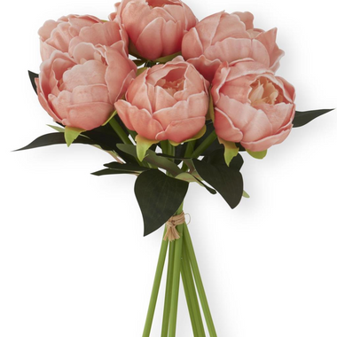 12" Dark Peach Real Touch Peony Bundle