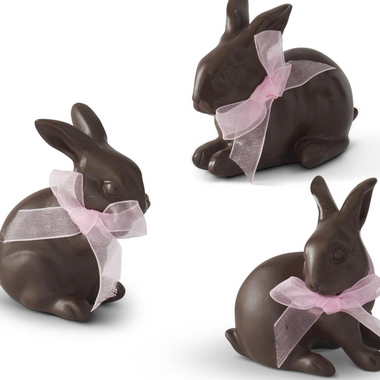 Assorted Faux Chocolate Bunnies with Pink Ribbon