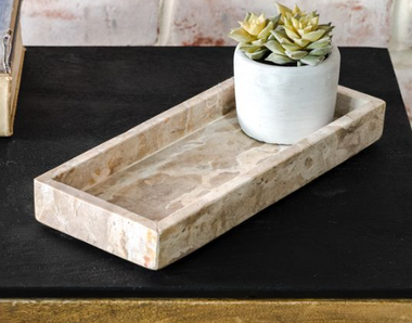 Beige Marble Rectangle Tray
