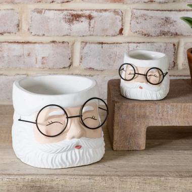 Santa with Glasses Pot