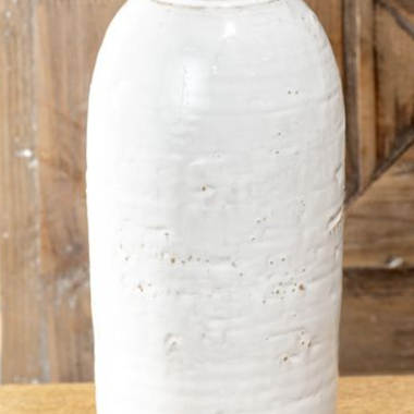 11" White Ceramic Vase