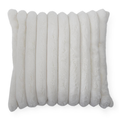 24x24 Cream Vegan Fur Pillow