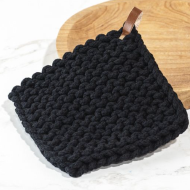 Cotton Crochet Potholder with Leather Loop