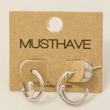 Thin Line Twist Hoop Earrings - Silver