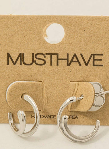 Thin Line Twist Hoop Earrings - Silver