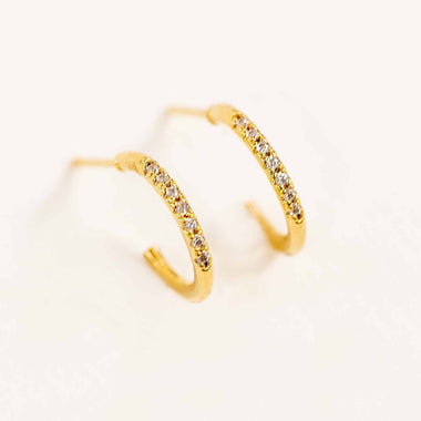 Thin Stone Hoop Earrings