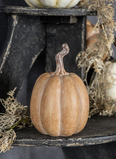7.25" Tan Resin Pumpkin