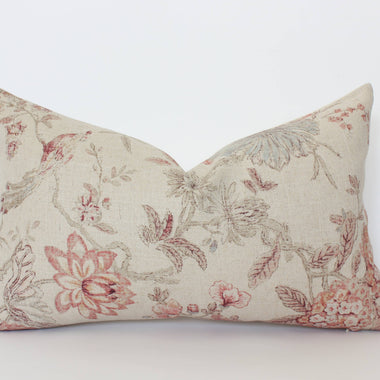 12x20 Tan Floral Lumbar Pillow Cover