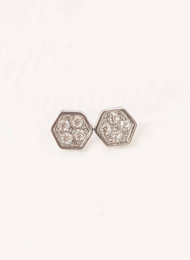 Bright Hexagon Stud Earrings