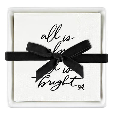 Ceramic Napkin Tray + Napkins - All is Bright