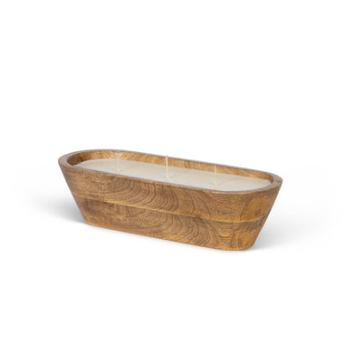Vanilla Candle in a Wooden Oval Bowl - 12"