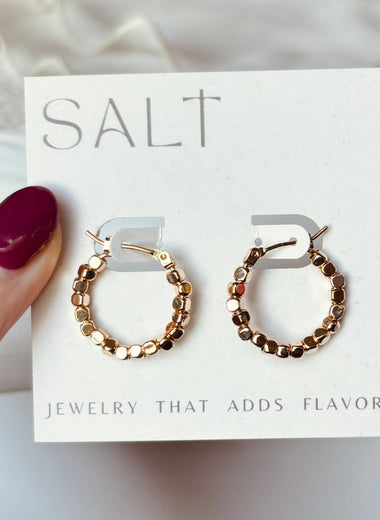 Beaded Gold Hoops