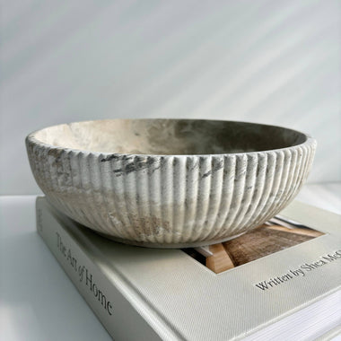 Temis Fluted Bowl - Tan Fusion Marble