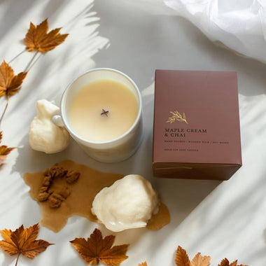 Maple Cream & Chai 12oz. Candle with Gold Lid