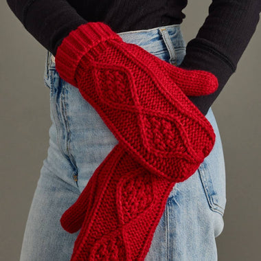 Red Cable Knit Mittens