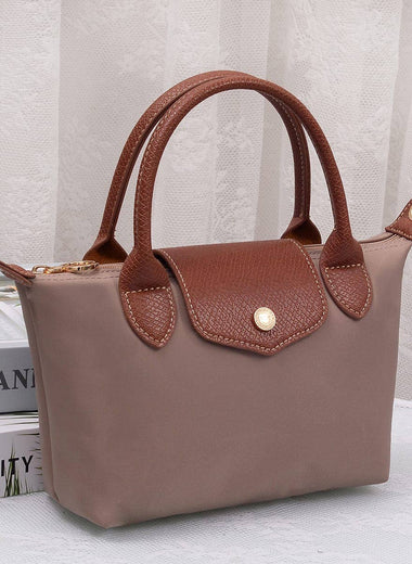Britney Nylon Double Handle Crossbody Bag - Taupe