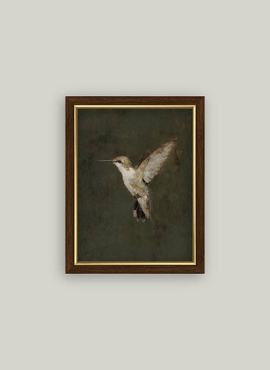 7x9 Hummingbird on Green Framed Art