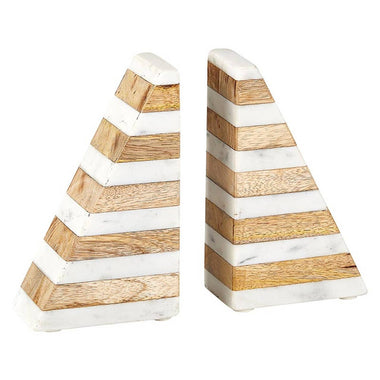 Marble & Wood Bookend Set