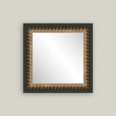 6x6 Ridged Brass Brown Framed Mirror