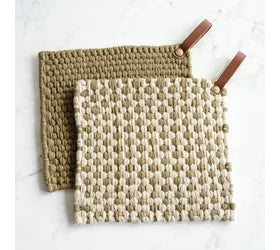 Cotton Potholder with Leather Loop