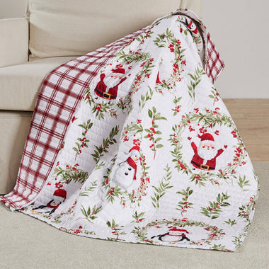 Pine & Plaid Quilted Reversible Throw Blanket