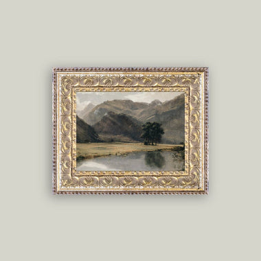 7x5 River Mountainscape Art in Frame