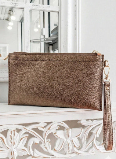 Jaylene Three Compartments Crossbody Bag - Bronze