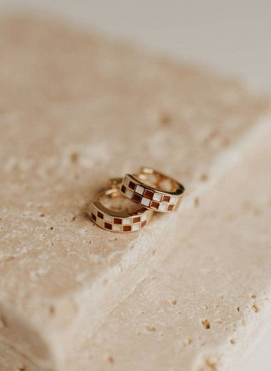 Brown & White Checkered Hoops