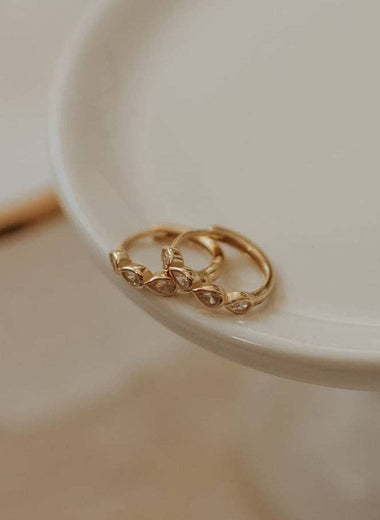 May Raindrop Gold Hoops