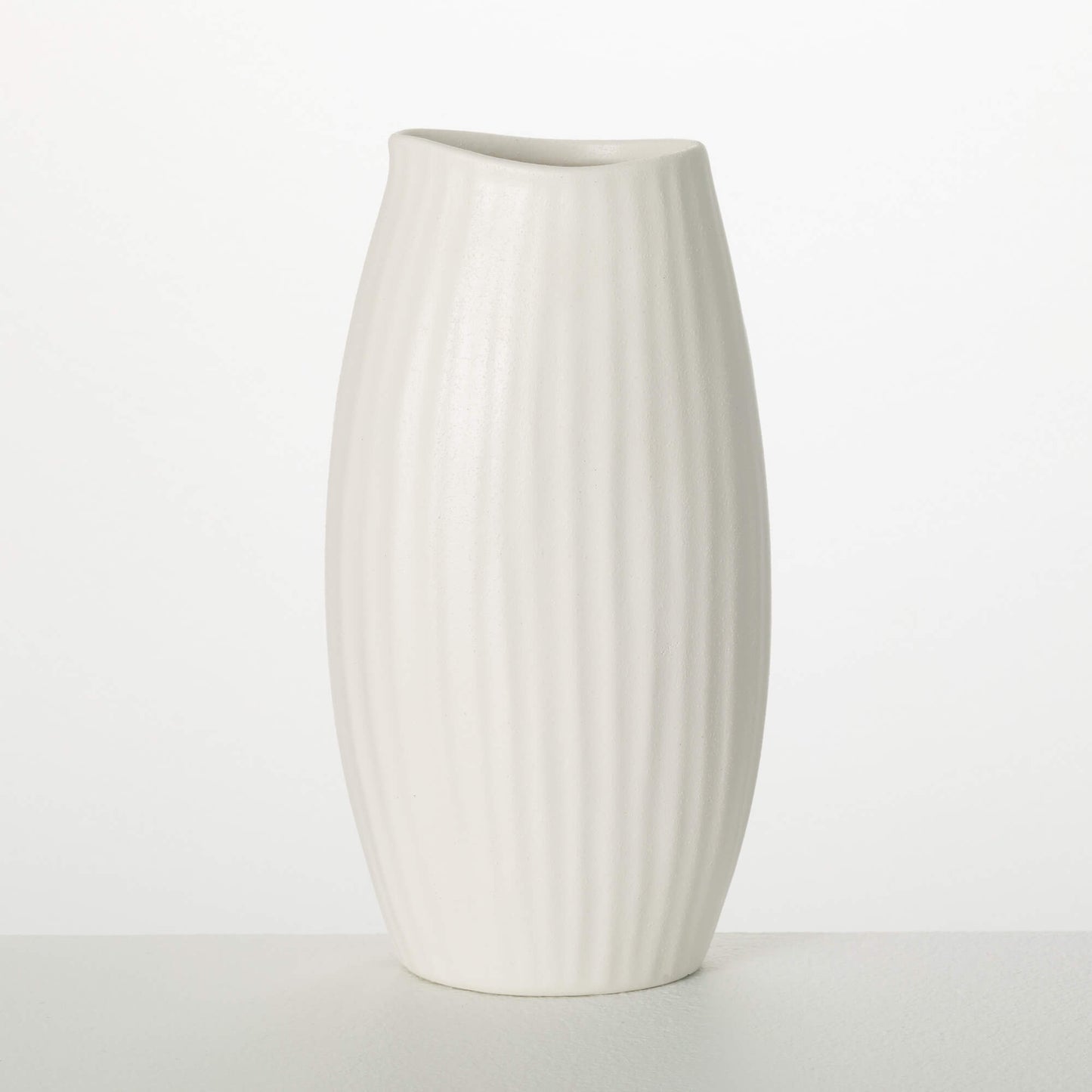 White Ribbed Vase