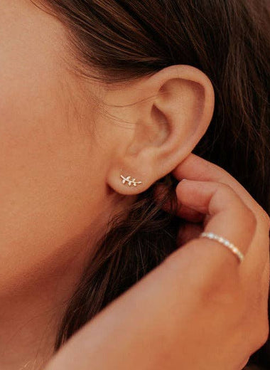Laurel Gold Leaf Studs